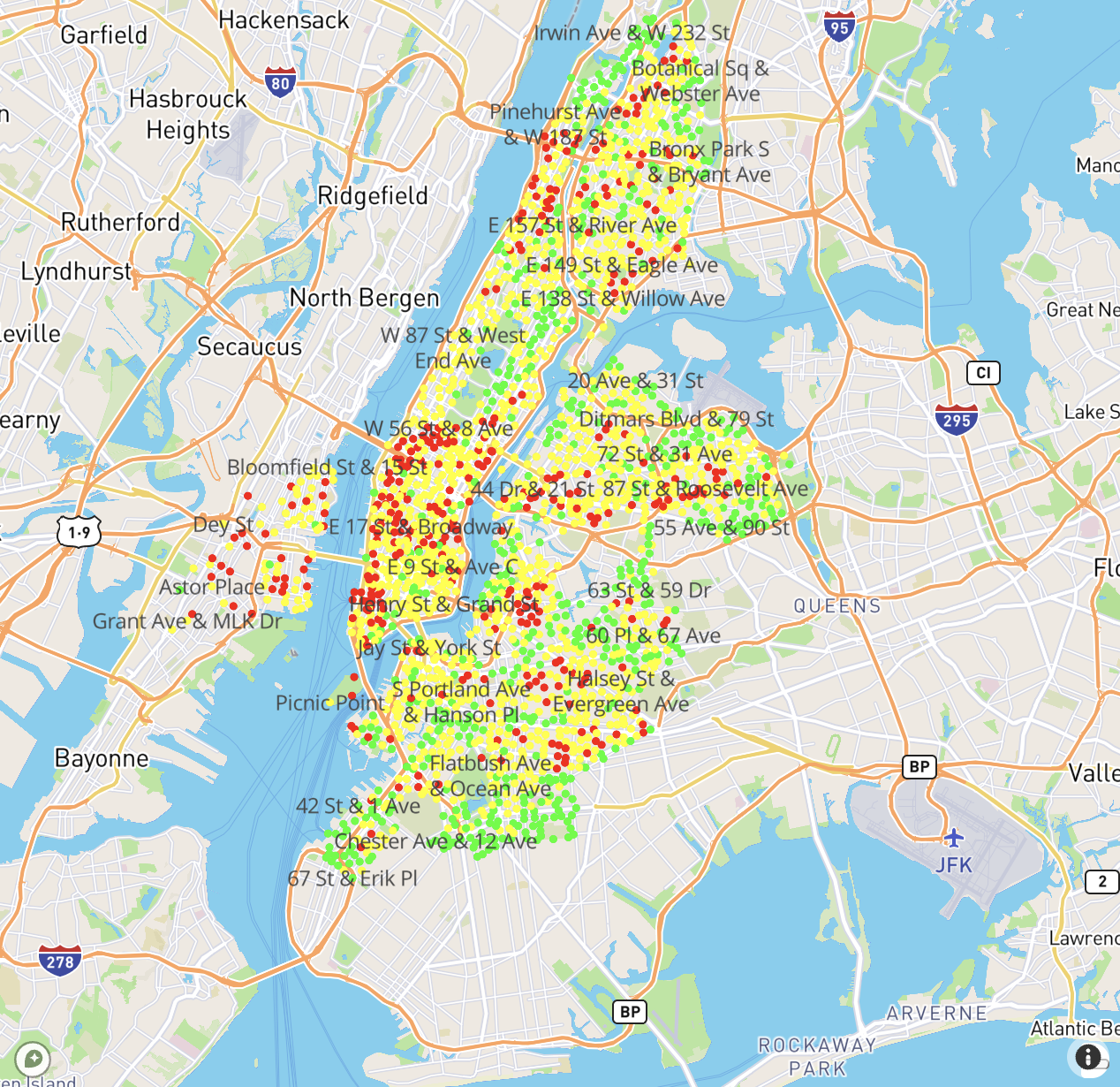 Screenshot of Citi-Bike Map